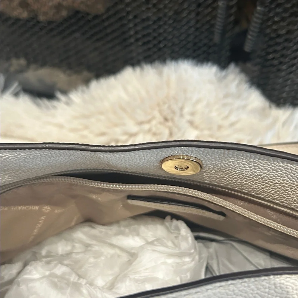 Michael Kors Creme Shoulder Bag with Gold Details